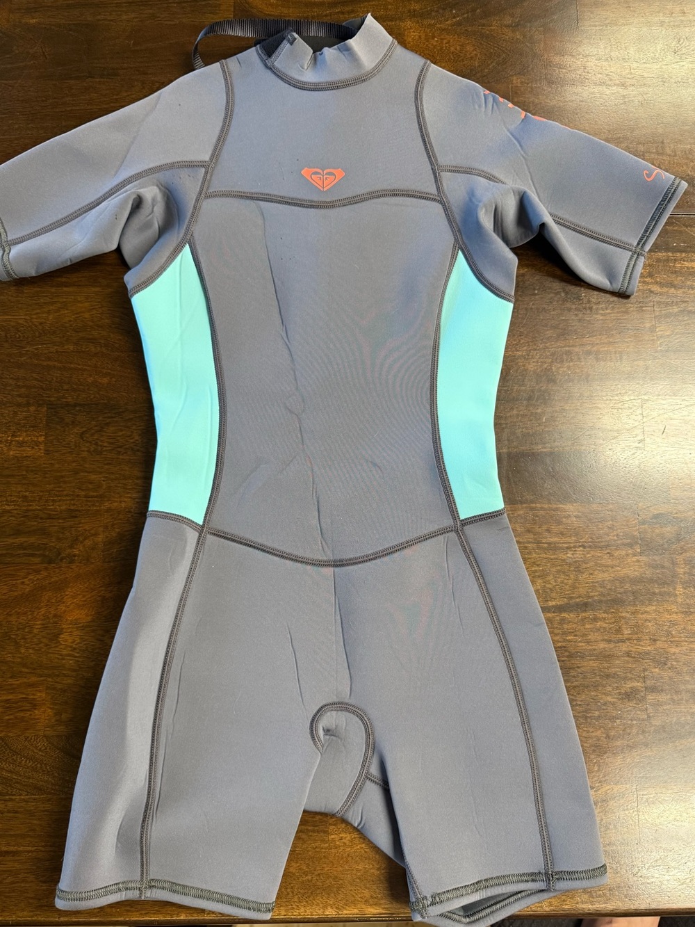 Roxy Girls Size 14G Spring Suit Shorty Wetsuit Gray Teal